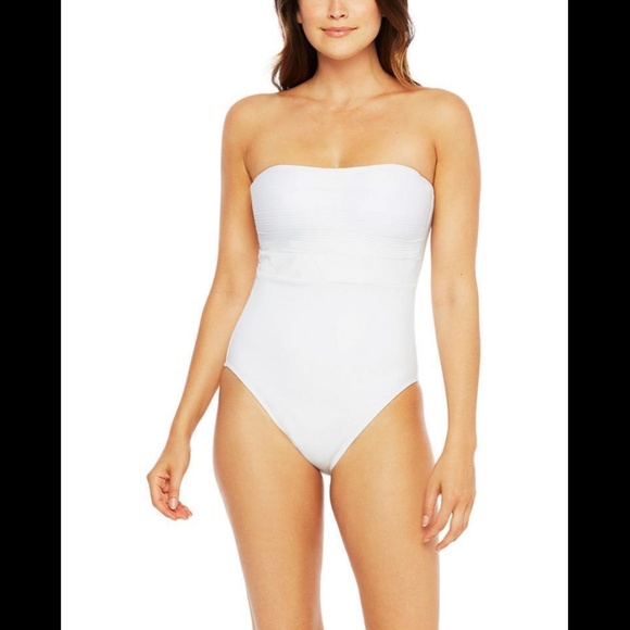 NEW La Blanca [ 0 ] Lets Duet Bandeau One Piece Swimsuit in‎ White - Picture 2 of 12